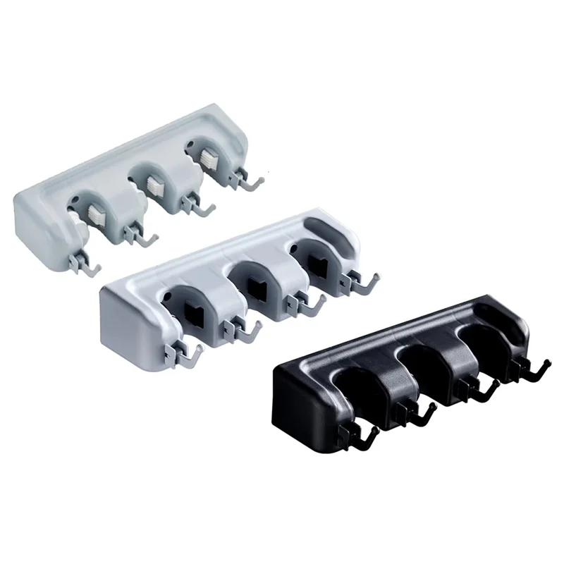 

ABWP-Mop And Broom Holder Wall Mount With Slots & Hooks Broom Hanger Storage Utility Rack For Home Kitchen Garden Laundry