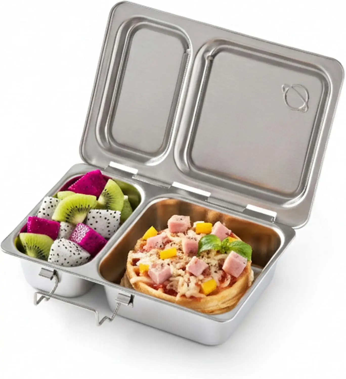 

Stainless Steel Kids Lunch Box with 2 Compartments, Dishwasher Safe and BPA-Free for Snacks and Meals
