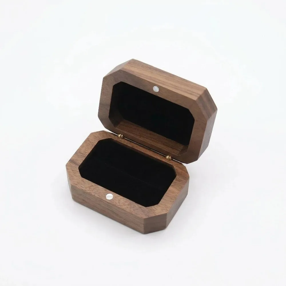 Retro With Lid Wooden Jewelry Box Inverted Octagon Magnet Ring Storage Box Jewelry Storage Box Gift Giving
