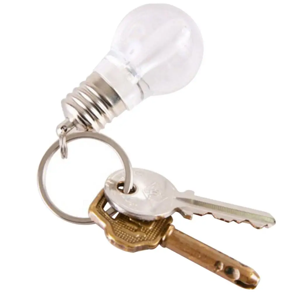Lighting Mini LED Light Bulb Keychain Key Ring LED Flashlight Light Bulb Key Ring Keychain Pendant Lamp Torch Rainbow Color Gift