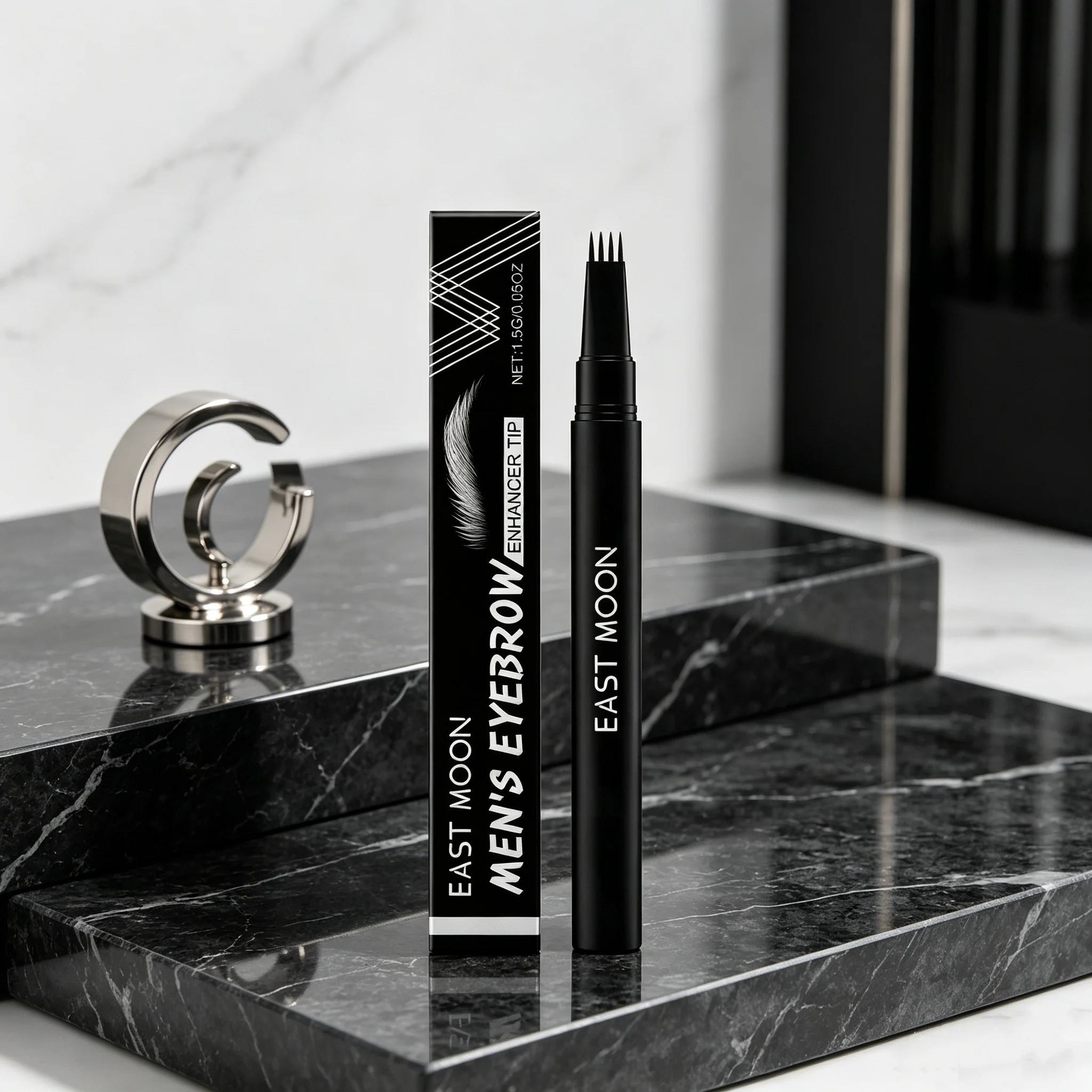 East Moon Men Eyebrow Pen Kit Lasting Waterproof For Beginner Sweat Proof Easy Applying Profession Makeup Natural Eyebrow Pencil view 3