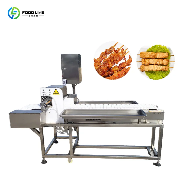 Commercial Electric Kebab Skewer Machine Lamb Beef Chicken Meat Stringing Equipment
