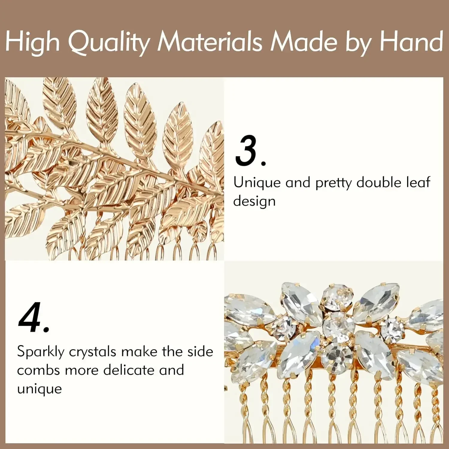 Confezione da 36 pettini laterali per capelli da sposa in foglia d'oro, forcine per capelli con perle a forma di U, fermagli per capelli con strass a spirale, mollette, copricapo da ballo