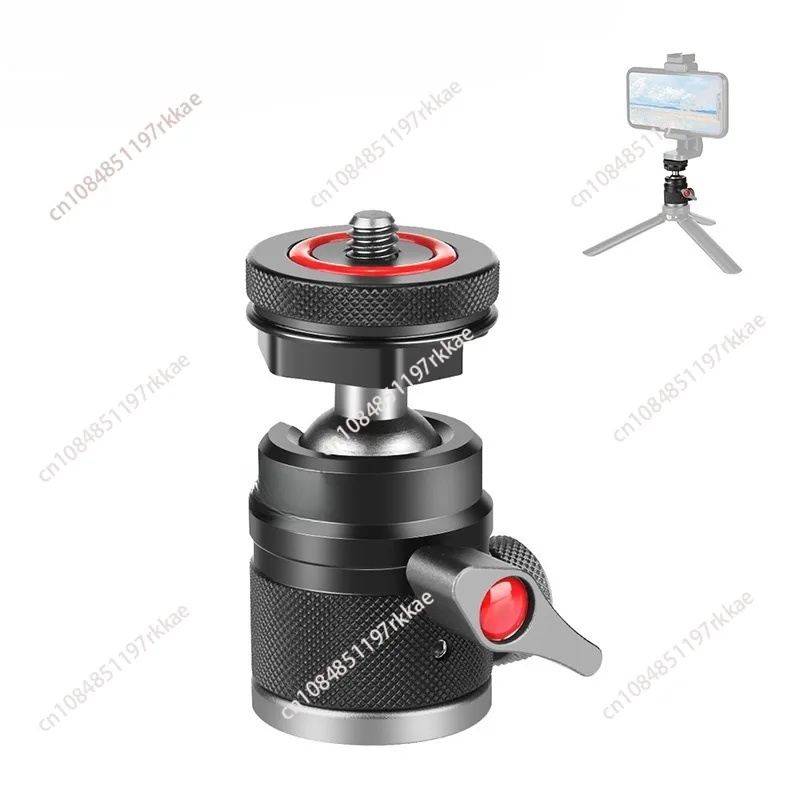 2in1 Mini Cold Shoe Ball Head Dual Use 1/4 Screw Cold Shoe Aluminum Alloy for Camera Phone Speedlite Tripod Selfie Stick