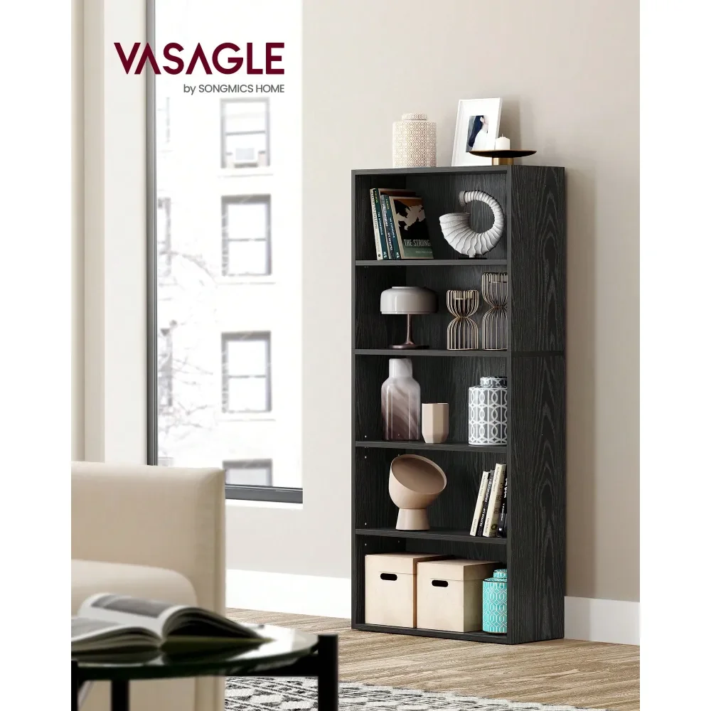 

Bookshelf, 23.6 Inches Wide, 5Tier Open Bookcase With Adjustable Storage Shelves, Floor Standing Unit