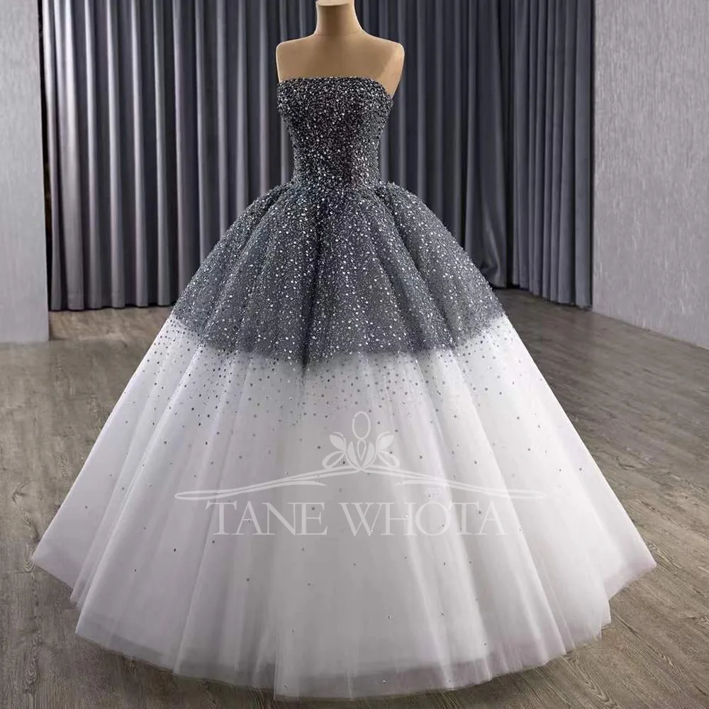 Abito da sera senza spalline senza maniche con perline e paillettes da donna Abito per occasioni speciali personalizzabile con lacci sul retro