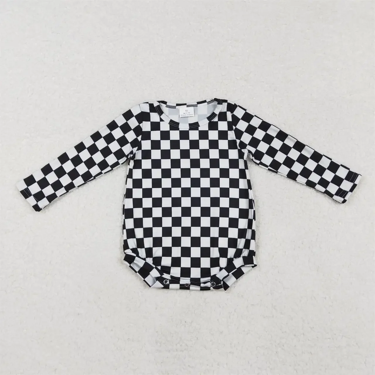 

Wholesale Children Long Sleeves One Piece Romper Toddler Baby Boy Black White Checkered Kids Infant Newborn Bubble Bodysuit