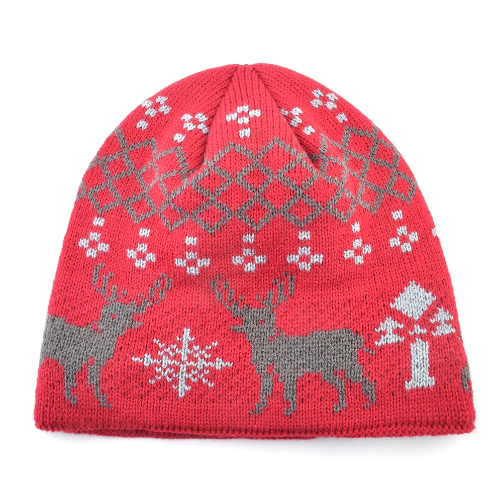 Christmas Hat For Women And Men Knitted Winter Beanie Double Layers Thick Hats Knit Milu Deer Festival Skullies Beanies Unisex