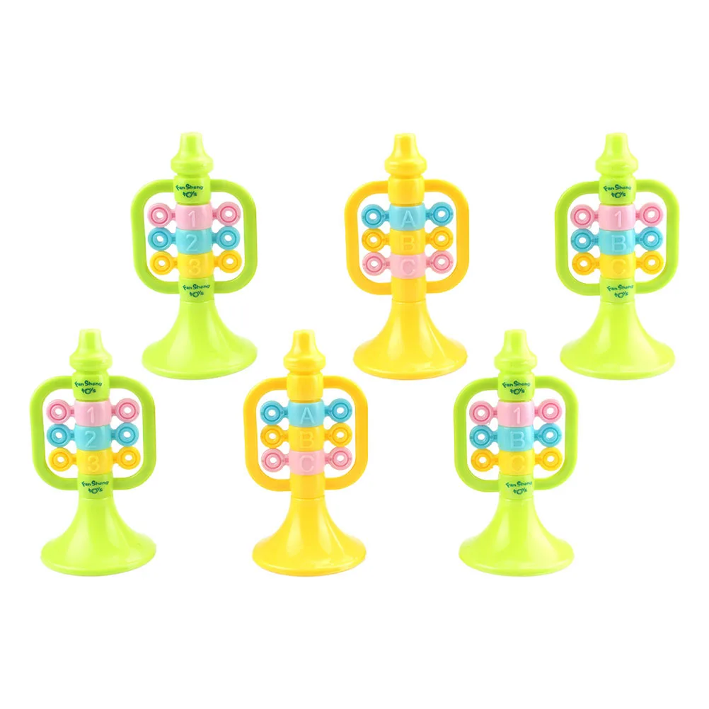 6 pezzi di cartoni animati pratici trombe di simulazione manico rotondo liscio bambini sicuri giocano strumenti per spettacoli teatrali trombe pratiche