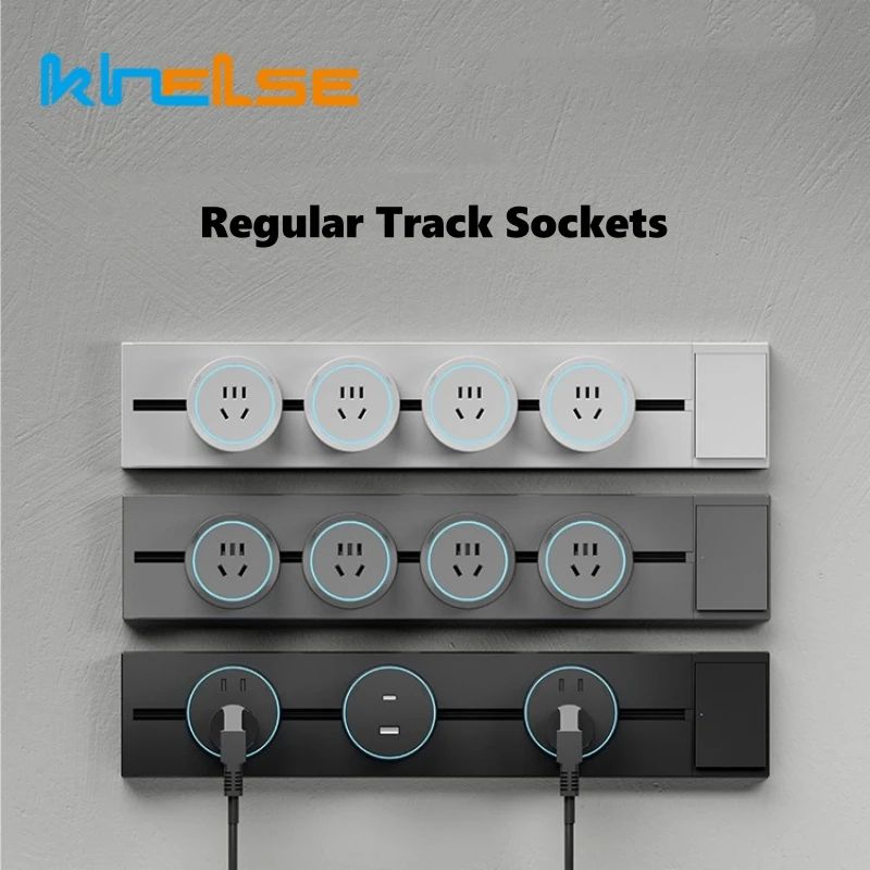 Regular Wall Mount Track Socket Romovable Kitchen Bedroom Electrical Power Outlet Anti-electric Shock Sliding Rail Adapter Plug