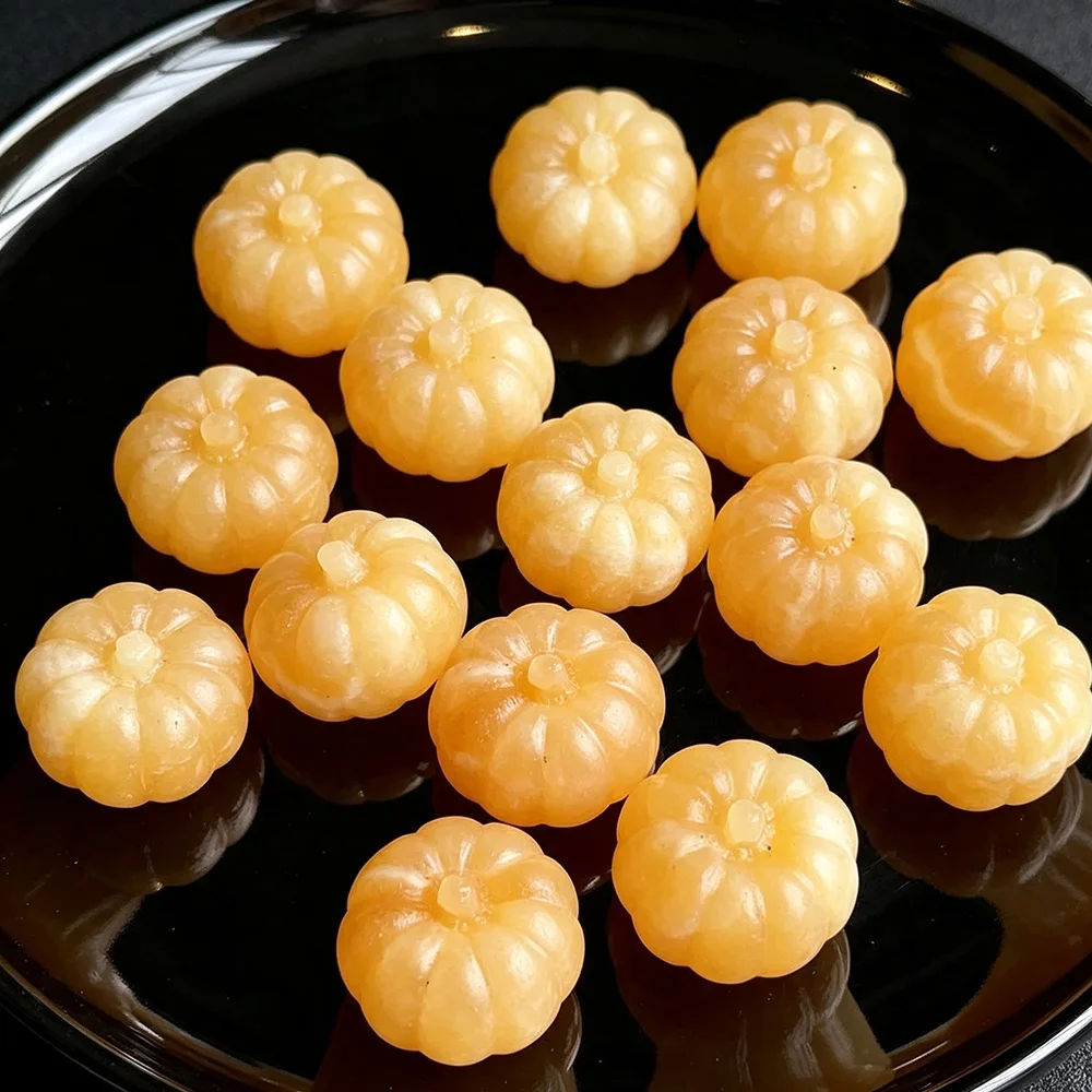Natural Orange Calcite Carved Pumpkin Crystal Mini Ornament Halloween Home Holiday Decor Gift