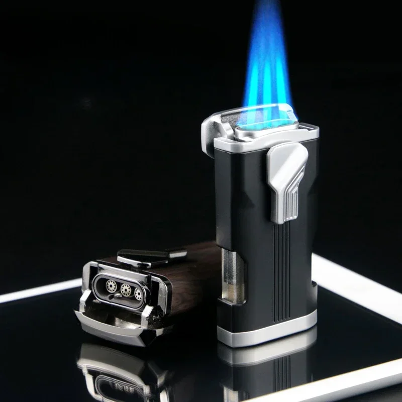 Unusual Turbo Torch Cigar Lighter Jet Gas Dedicated Metal Gas Lighters 1300 C Windproof Pipe Smoking Accessories Gadget for Men