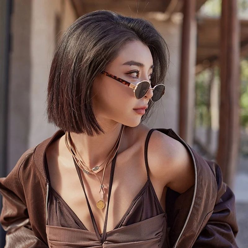 

Retro Sunglasses Women's Fashion Metal Elliptical Frame Design Sunglasses Men's Outdoor Fishing Driving Sunshade Glasses Uv400