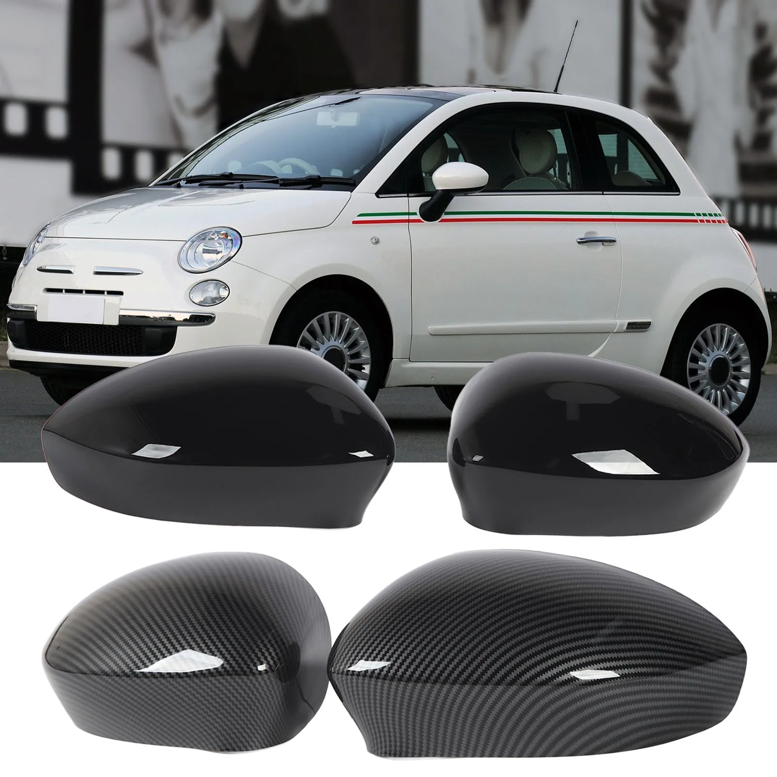

Car Door Side Rearview Mirror Cover Left Right Wing Mirror Cover Replacement for Fiat 500 2007 to 2020 Side Mirror Cover