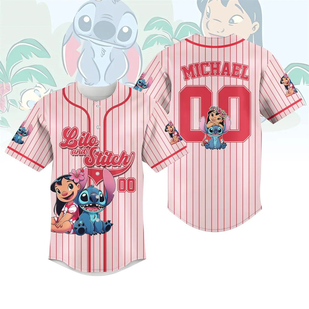

Personalized Disney World Stitch Baseball Jersey Stitch Lilo Sweatshirts Kids Adult Shirts Magic Kingdom T-Shirts Hawaiian Shirt