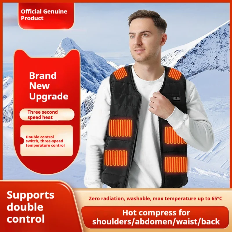 New Dual Control 12 Zone Intelligent Heating Vest Unisex USB Three Level Smart Temperature Control Motorcycle Rider Vest