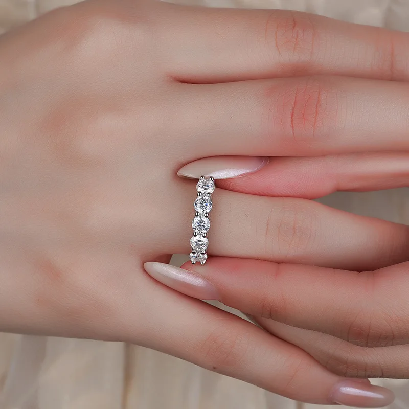 SONGYUN Luxury Jewelry 925 Sterling Silver Ring D Color Moissanite Anniversary Ring for Ladies 18K Gold Plated MST Patent Rings