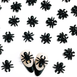30PCS Black Spider Nail Art Charms Accessories Parts For Halloween Nail Art Decoration Design Supplies Material Manicure Decor
