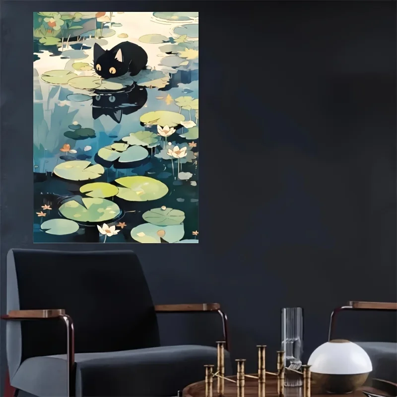 300/500/1000pcs Paper Puzzle Kitten Water Lilies Jigsaw Puzzle Kid Learning Toy Family Game Activity Bedroom Living Room Decor
