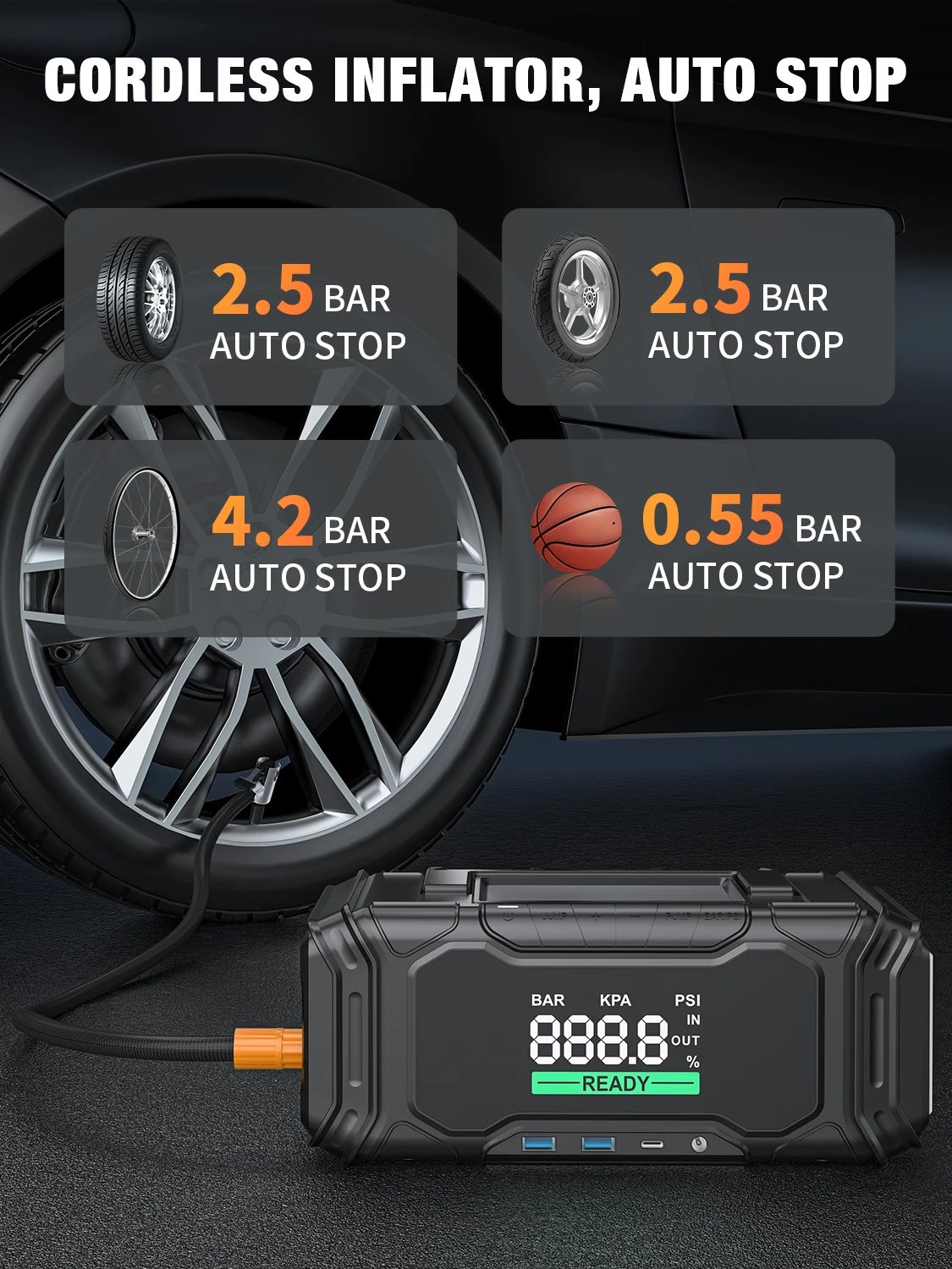SXLL стартер с автомобильным насосом, воздушным компрессором, автомобильный аккумулятор, стартер avap6 16000 мАч