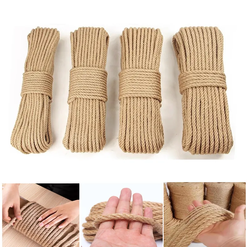 10 m natürliche Jute-Schnur, Band, Basteln, DIY, Vintage-Jute-Schnur, Schnur, Faden, Nähen, Party, Hochzeit, Weihnachten, Heimdekoration
