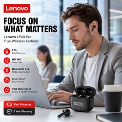 Lenovo LP40pro TWS Wireless Earbuds Bluetooth 5.3 HiFi Stereo Noise Reduction Sports Gaming Headphones for Running Travel Office