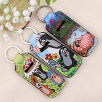 Cute Little Mole Lip Balm Holder Keychain Clip On Lipstick Sleeve Holder Women's Key Rings Bag Charms Travel Accessories Gifts