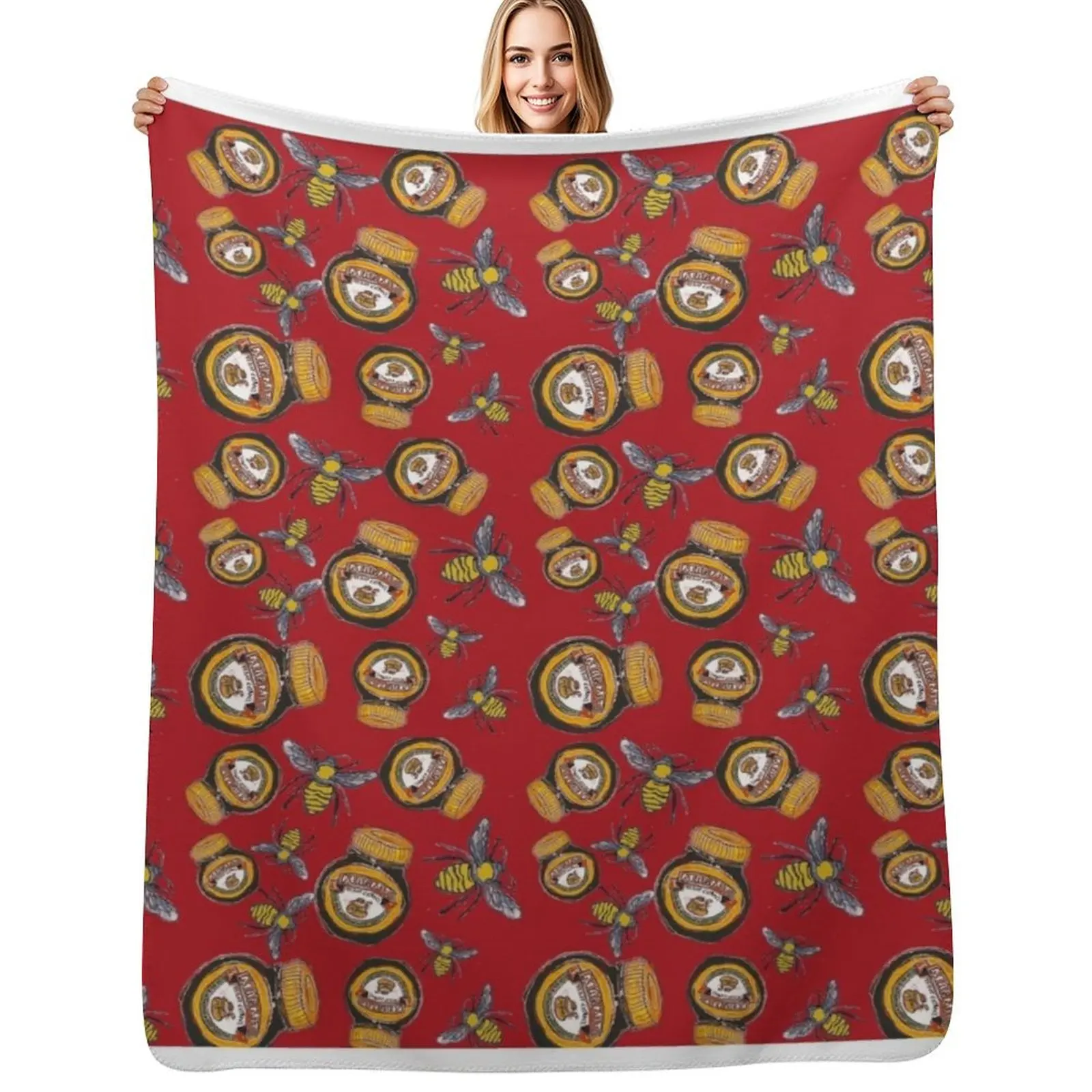 

Honey Bees & Marmite Throw Blanket warm winter Baby funny gift Soft Blankets