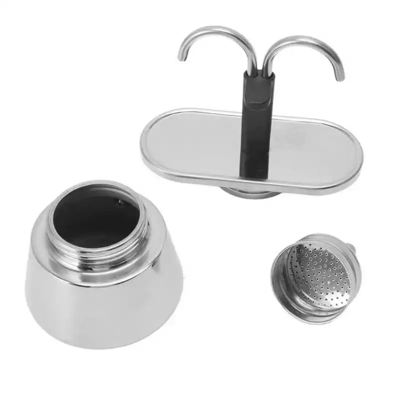 2 Cup 100ML Moka Pot Double Head Stainless Steel Mocha Coffee Pot Italian DIY Conduit Coffee Maker Moka Coffee Maker