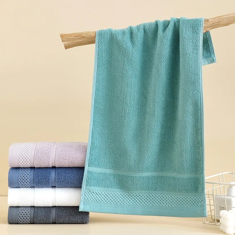 Thickened 100% Cotton Towel Set Increases Water Absorption Adult Bath Towel Solid Color Combed Cotton Thick Towels Face Towel