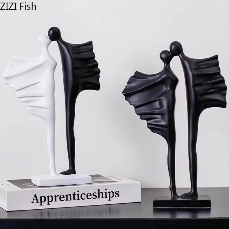 

Abstract Couples Figures Statue Desk Decoration Lovers Character Resin Sculpture Modern Crafts Ornaments Room Aesthetics Decor