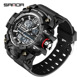 SANDA-Montre Militaire G-Style pour Homme, Montre-Bracelet Électronique Étanche, dehors, Choc Numérique, Marque, 2024