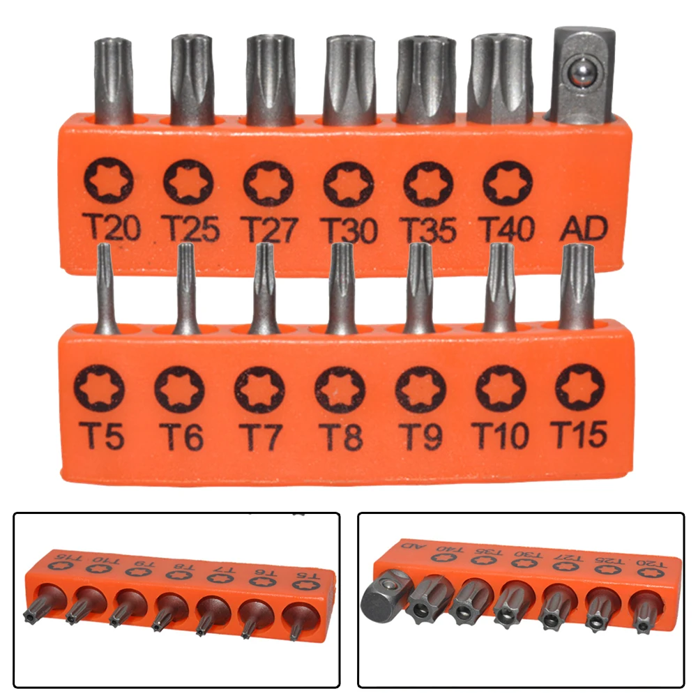 14pcs 25mm Torx Screwdriver Bits Set Tamper Proof Security Magnetic Star Bit T5 T7 T8 T9 T10 T15 T20 T25 T27 T30 T35 T40