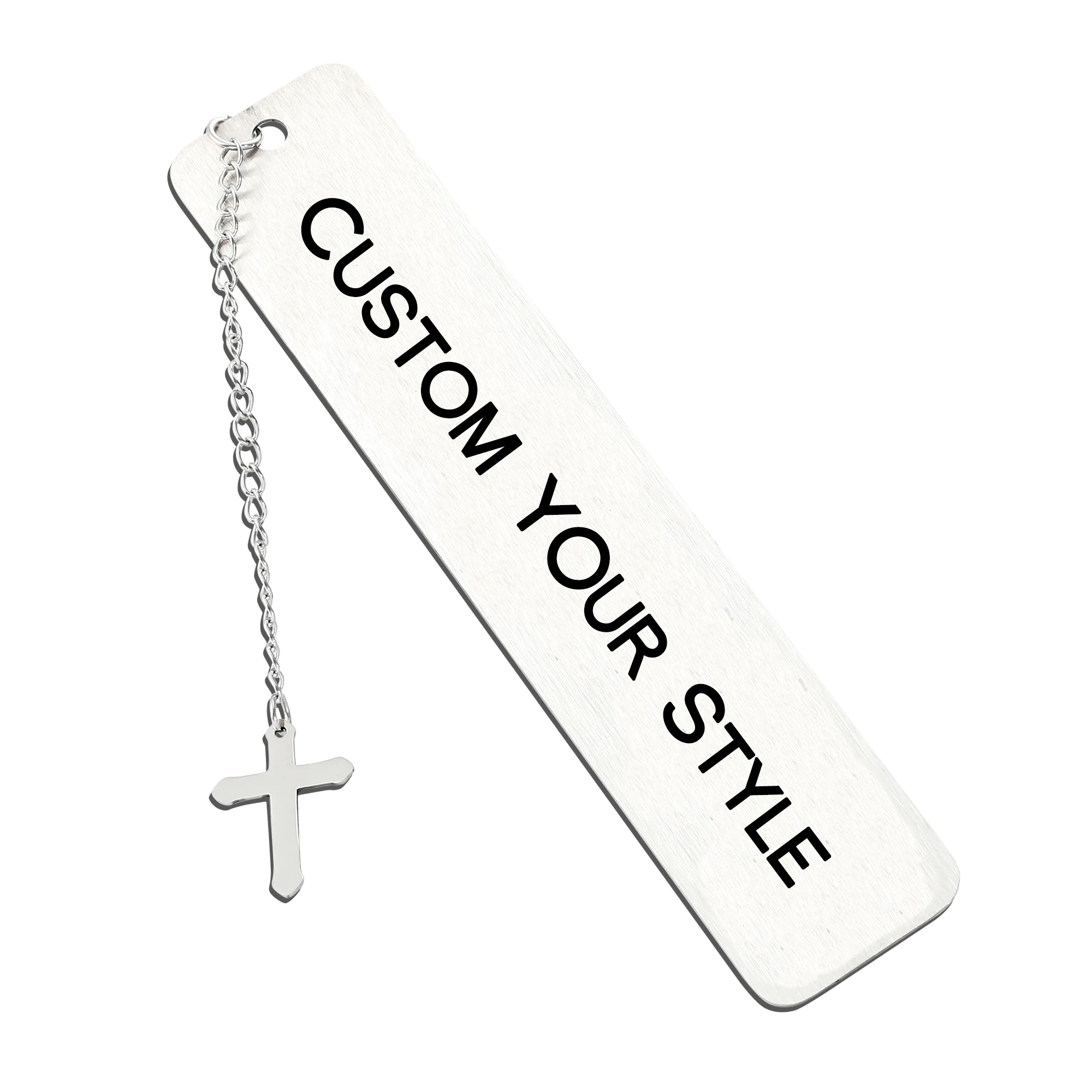 

25 Pcs Custom Bookmark, Silver Color, with Cross Pendant