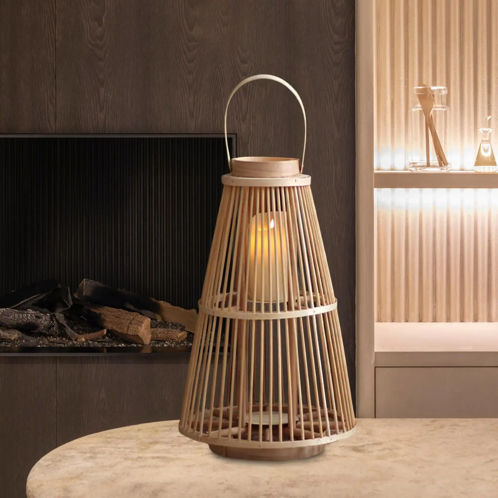 Candle Holder Lantern Decor Hand Woven Hanging Handcraft for Desktop Home Garden
