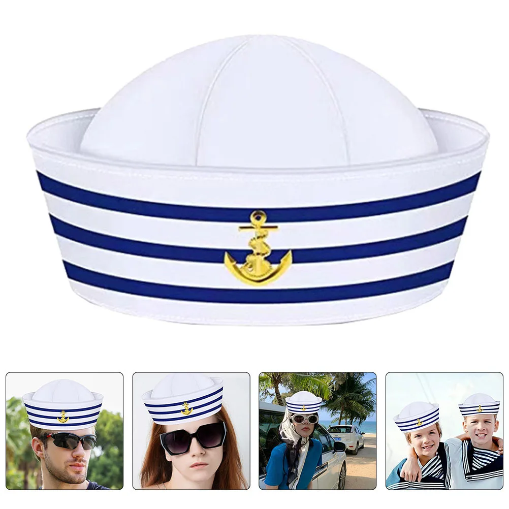 

2 шт., шляпы капитана, полиэстеровые шляпы моряка для взрослых, легкие костюмы для косплея, вечерние костюмы для катания на лодках, аксессуары, шляпа моряка