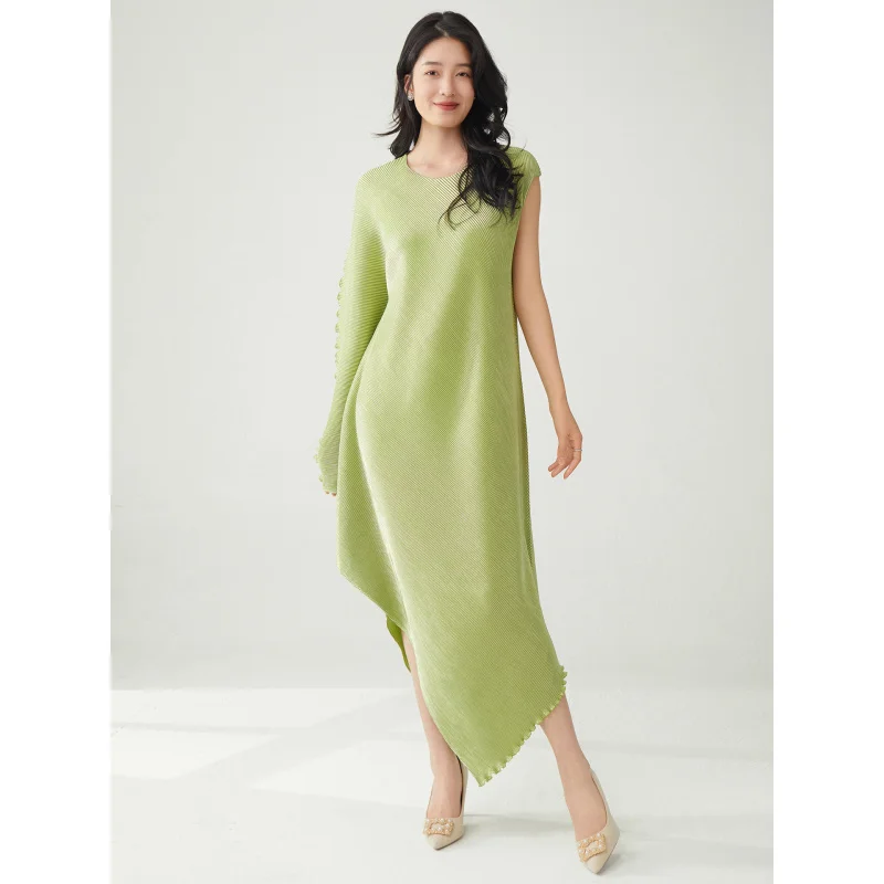 

Miyke fashion women's pleated dress New irregular fashion temperament elegant dress long skirt western-style [25219zsj -- z4088]