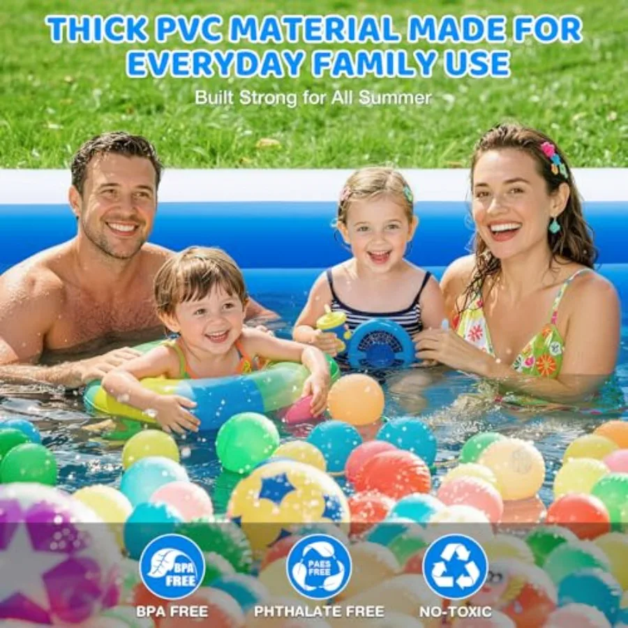 Inflatable Pool for Adults, 130 x 72 x 22 Large Family Blow Up Pool for Backyard, Thickened PVC Kiddie Pool Above Ground Pool, view 2
