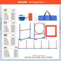 SucceBuy Dog Agility Training Equipment 4 PCS Set with Adjustable High Hurdles 6 Weave PolesJump Ring Square Pause Box Whistle