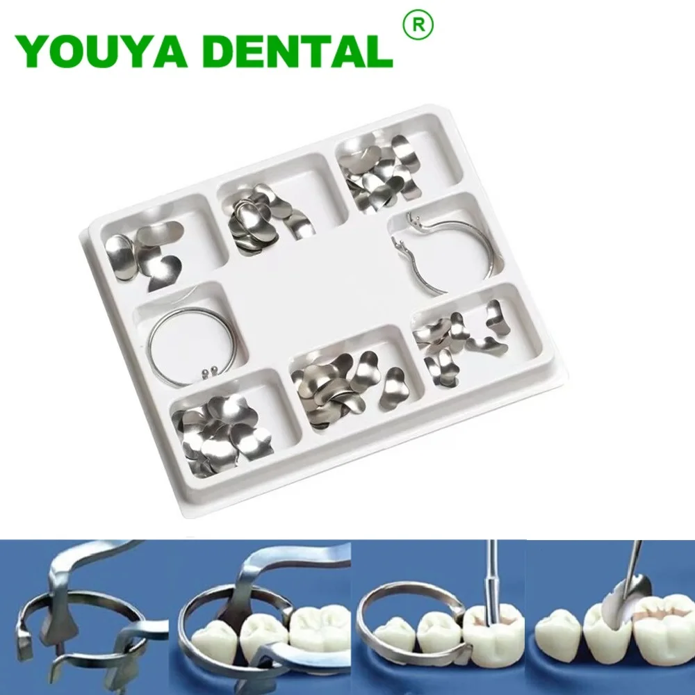 

100pcs/box Dental Matrix Sectional Contoured Metal Matrices Full Kit For Teeth Replacement Dentist Oral Care Dentistry Materials