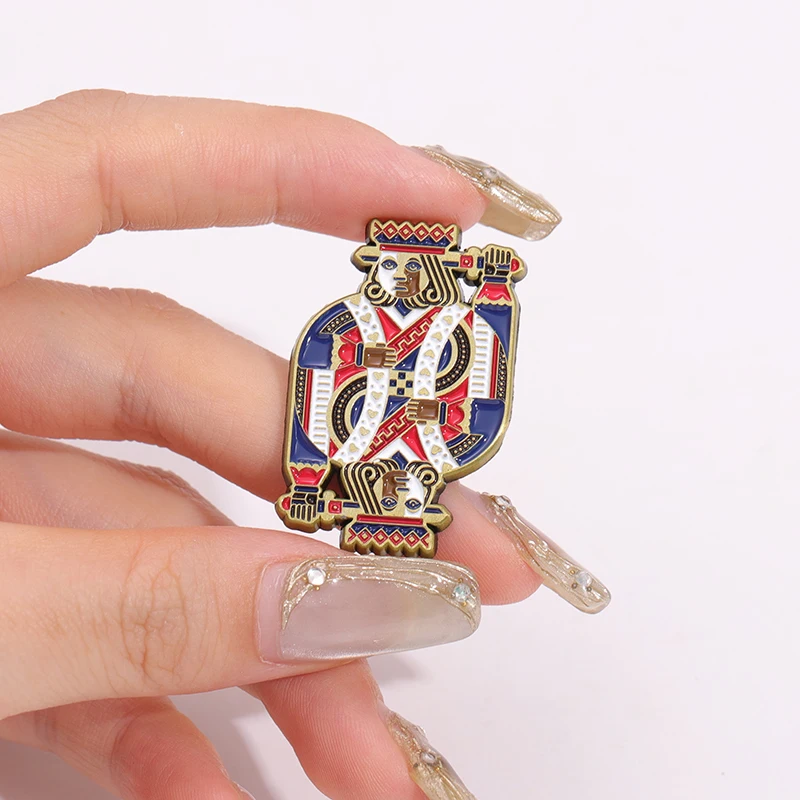 Playing Cards Symbol Enamel Pins Creative Poker King Queen Brooches Backpack Lapel Badges Punk Jewelry Gift for Kids Friends