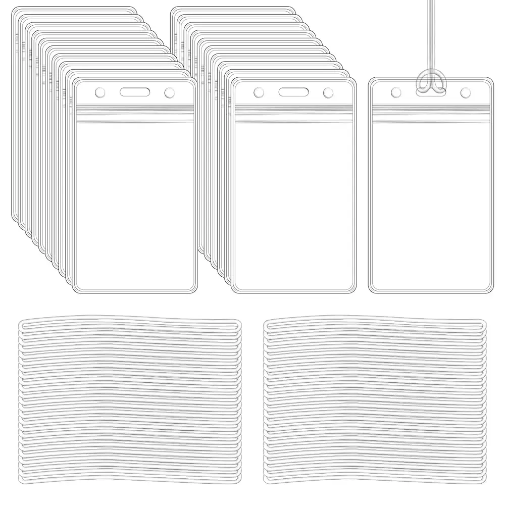 

10 Pack Clear Plastic Luggage Bag Tag Holder Badge Label Tag Holder with 10 Pack Luggage Loops Straps for Office Business Tra