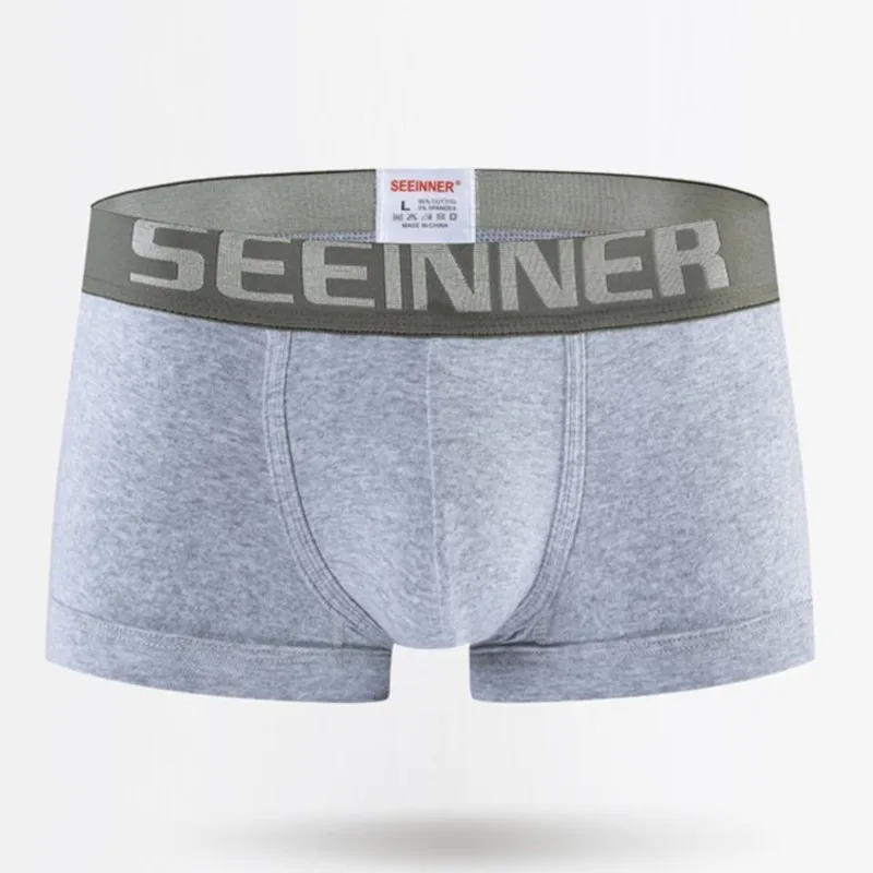 Homens seeinner roupa interior de algodão boxer shorts u convexo bolsa macia confortável cuecas xxl preto branco cinza ropa interior suave