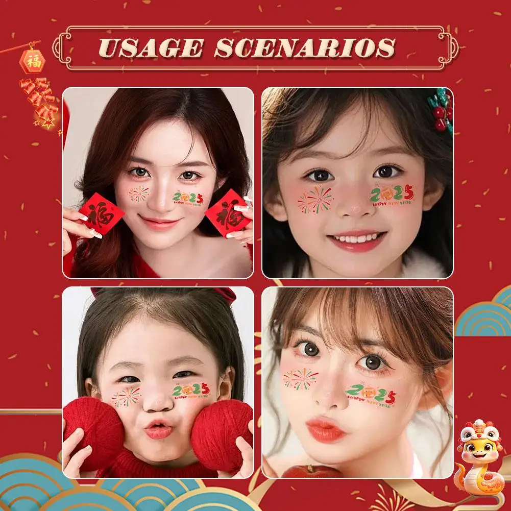 Chinese New Year Makeup Face Stickers New Year Party Tattoo Sticker Face Decoration Sticker