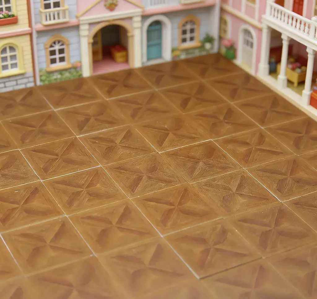 30pcs 1:12 ScaleDollhouse Mini Patterned Floor Tiles,French Vintage Floral&Wood GrainTile Set,Miniature Scene Decor for Kitchen