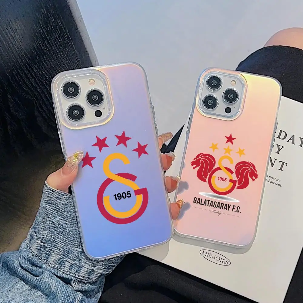 

G-GalatasarayES Sport Phone Case For iPhone 17 16 15 14 13 12 11 Pro Max Plus Transparent Aurora Laser Gradient Cover