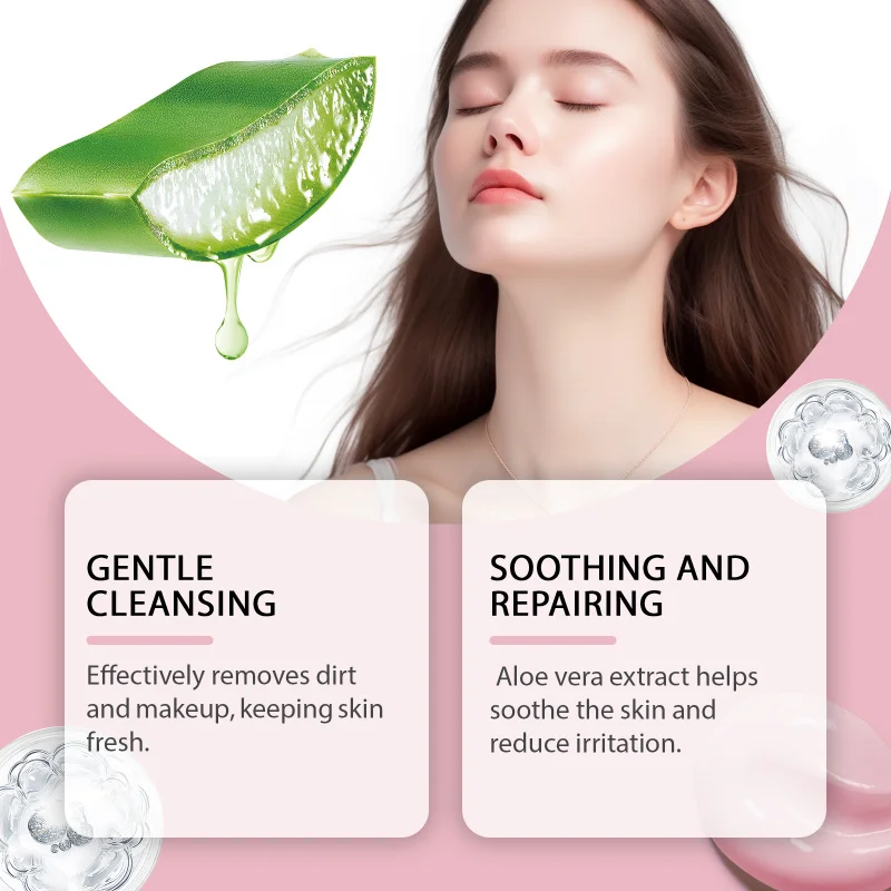 

Aloe Vera Soothing Cleansing Cream Gentle Cleansing Facial Pores Exfoliating Clean Smooth Skin Facial Cleanser