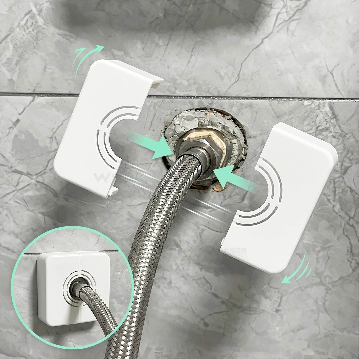 Luxury Square Thickened Faucet Pipe Hole Decorative Cover Adjustable Split Wall Flange Quick Install Bathroom Accessory