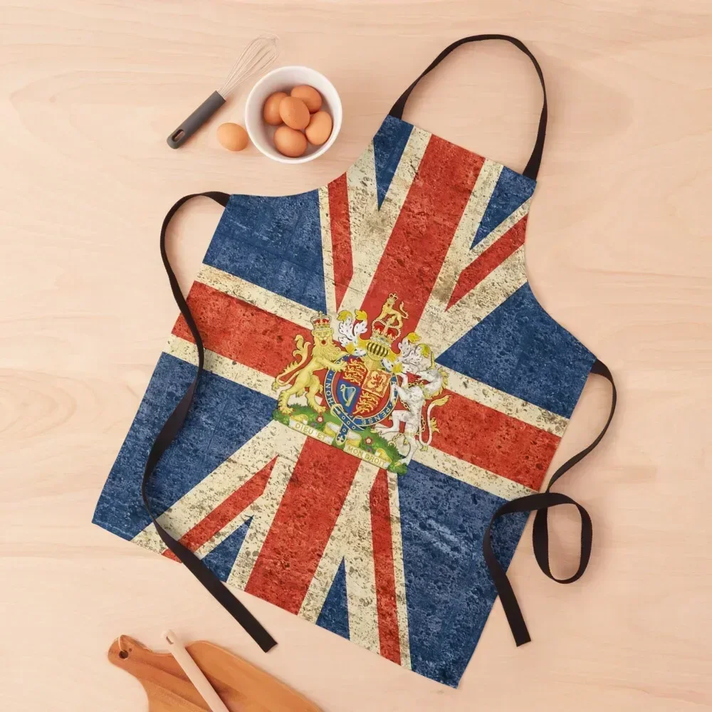 

Flag of United Kingdom and Royal coat of arms of United Kingdom, Apron home women japanese style Customizable Apron