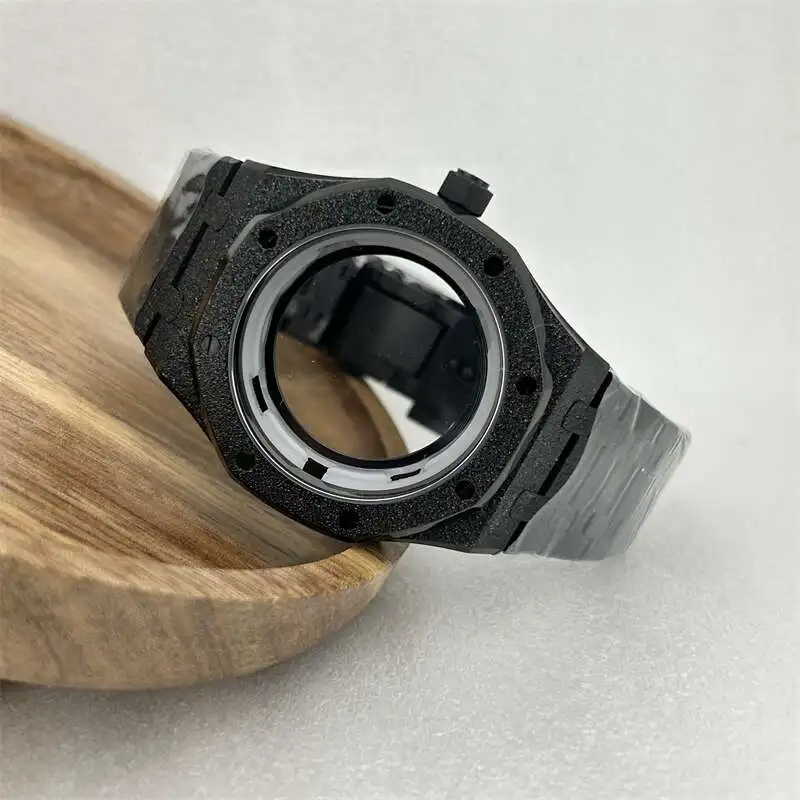 

41MM Modified Black Star Sand Case Octagonal Case Suitable for Oak NH35 NH36/4R/7S Automatic Movement 31.8mm Dial with No Logo
